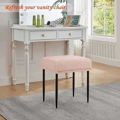 Levoberg Bar Stool Cover Rectangle Stretch Counter Height Barstool Slipcovers Rectangular Vanity Stool Cover Kitchen Counter Saddle Seat Cover for Wooden Metal Bench Set of 4 Khaki