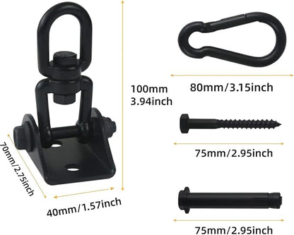 HOMPER Hammock Hanging Kit, 1000 lb Capacity Heavy Duty 360° Rotate Swing Hooks for Chair, Yoga, Outdoor Patio Porch,Black