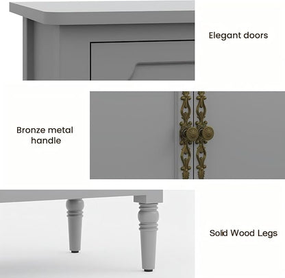 RoyalCraft 118" Buffet Cabinet with Storage, Vintage Sideboard with Adjustable Shelves, Mid Century Modern Painted Credenza Coffee Bar for Kitchen, Dining Room, Entryway, Living Room, Dove Gray