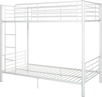 Walker Edison Elodie Urban Industrial Twin Over Twin Metal Bunk Bed, Twin Over Twin, White