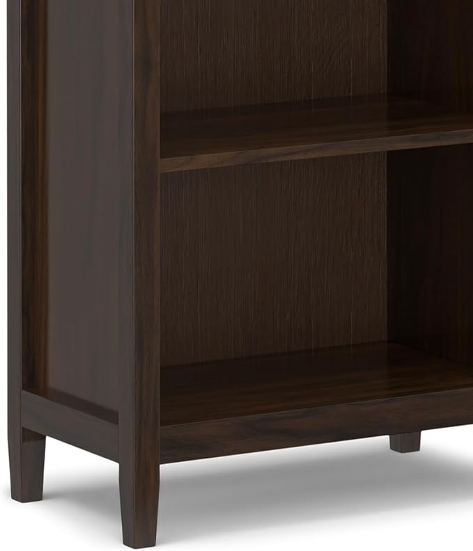 SIMPLIHOME Warm Shaker Desk and Bookcase Bundle - 48 inch Wide Solid Wood Transitional Desk with Drawers and 26 inch Wide 5-Shelf Bookcase in Brunette Brown, Home Office Furniture (Set of 2)