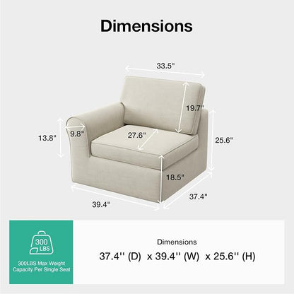 Novilla 108" Modular Sectional Sofa, Modular Sectional Couches for Living Room Bedroom, Chenille Removable Cover Cloud Couch Sectional with Smarts Coil® Support L-Shaped Couch(Beige, Left-Arm Chair)
