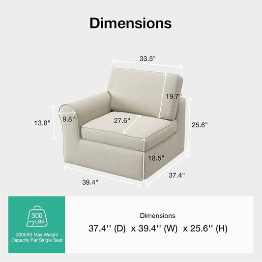 Novilla 108" Modular Sectional Sofa, Modular Sectional Couches for Living Room Bedroom, Chenille Removable Cover Cloud Couch Sectional with Smarts Coil® Support L-Shaped Couch(Beige, Left-Arm Chair)