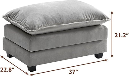 Ihanherry Ottoman for Modular Sectional Cloud Couch, Chenille Deep Seat Sofa for Living Room, Bedroom and Apartment, Grey