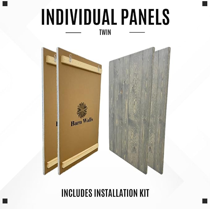 Barn Walls Solid Wood Headboard Gray Fog Oil-Based Finish with Smooth Natural Wood Grain, Wall-Mounted Panels, Adjustable Height, Rustic Coastal Bedroom, Built to Last, Twin Size Head Board