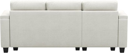 Belffin Small Corner Modular Sectional Couches for Living Room U Shaped Couch with Cup Holder White Couch