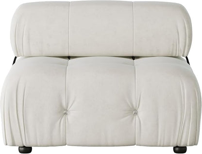 Modular Sectional Sofa, Velvet Couch, Middle seat, Beige
