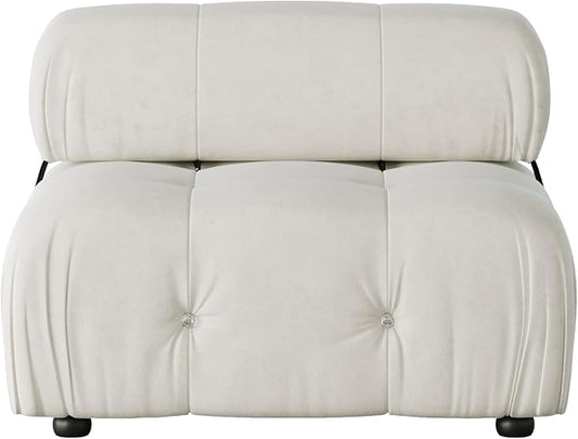 Modular Sectional Sofa, Velvet Couch, Middle seat, Beige