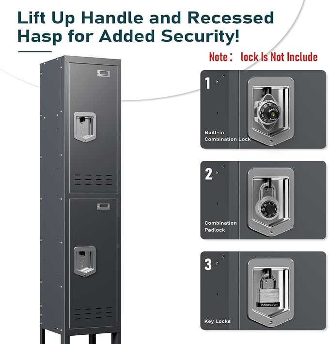 BUTISOW Metal Lockers - 66" Height Steel Lockers for Employees with 2 Door Storage Locker with Card Slot for Employees Gym School Home Office Garage - Assembly Required
