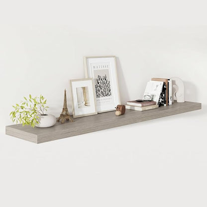 Vivelove 12 in Deep Floating Shelves for Wall, 60" x 12" x 2" Shelves for Room Wall Mounted, 2 Inch Thick Shelf for Bathroom Bedroom Kitchen Book Room, Modern Farmhouse Decor, Set of 1, Grey