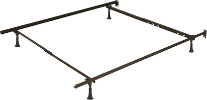 Clara Clark Adjustable Bed Base - Heavy Duty Steel Bed Frame, Metal Twin Bed Frame Expands to Full Bed Rails, Full/Queen Bed Frame - 5.25” H Bed Frame Only, Universal Headboard Brackets, Black