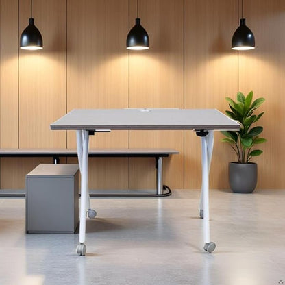 48-inch Training Table Driftwood Adjustable Table for Office Classroom Versatile Design for Meetings Seminars and Collaborative Workspaces Easy Flip Top Mechanism for Quick Setup and Storage