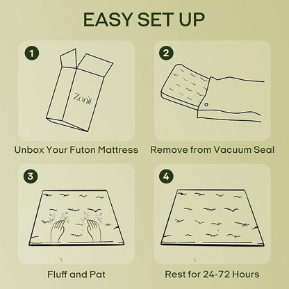 ZonLi Japanese Floor Futon Mattress Queen Size 80"x 60", 100% Cotton Cover 2.5'' Thicken Tatami Mattress, Foldable Sleeping Pad, Portable Dormitory Tatami Mat(Grey)