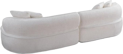 114-Inch Curved Boneless Modular Sofa Compressed 4-Seat Cloud Couch with 4 Pillows, Modern Curved Boneless Foam Sofa Floor Deep Seat Cloud Couch for Living Room Bedroom