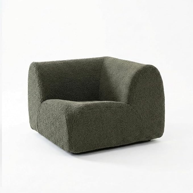 Sofa Corner Modular, Modern Boneless Sofa with Deep Seat, Sherpa Boucle Cloud Couch for Living Room, Cozy Teddy L-Shaped Couches, No Assembly, Gray, Sofa Corner Modular