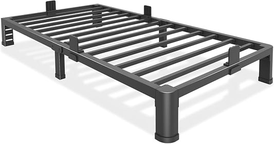 Bilily 6 Inch Low Twin Bed Frame with Round Corner Legs,3500 LBS Heavy Duty Low Profile Twin Size Metal Platform, Steel Slats Support No Box Spring Needed Easy Assembly Noise-Free for Kids Room,Black