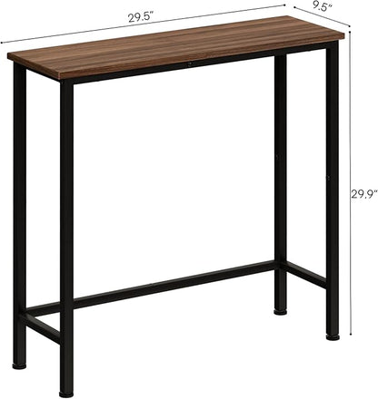 Narrow Console Table, 29.5" Small Entryway Table, Thin Hallway Tables, Slim Sofa Side Tables for Hallway, Living Room, Bedroom, Foyer, Wood-Grained Brown