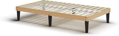 Yumori 12.9 Inch Minimalist Style Twin Size Bed Frame, Wood Platform Bed with Wood Slat Support, No Box Spring Needed, Easy Assembly, Natural