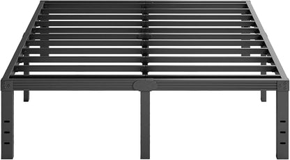 Furnitui 16 Inch High Metal Queen Bed Frame, Platform Bed Frame Queen Size No Box Spring Needed, Easy Assembly, Noise Free, Sturdy, Black
