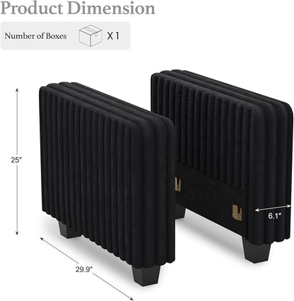 Belffin Plush Corduroy Modular Sectional Sofa Armrest Part Module for Sectional Sleeper Sofa with Pull Out Bed (Set of 2) Black Couch