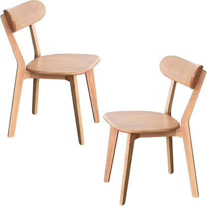 Solid Oak Curved Back Dining Chairs Set of 2, Natural Finish, Mid Century Modern Dining Chairs for Kitchen & Small Spaces, Heavy Duty 400 lb Capacity, Easy Assembly