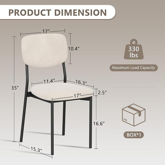 Einhomn Upholstered Dining Chairs Set, Modern Stackable Dining Room Chairs with Soft Velvet Backrest, Kitchen Chairs with Sturdy Metal Legs for Living Room, Restaurant, Set of 2,Cream Beige