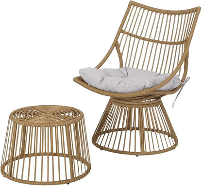 Patio Chair Set, Elaine Outdoor Chair and Side Table Bistro Seating Set Garden Accent Chair with End Table for Backyard Porch Deck Poolside Lounge Furniture