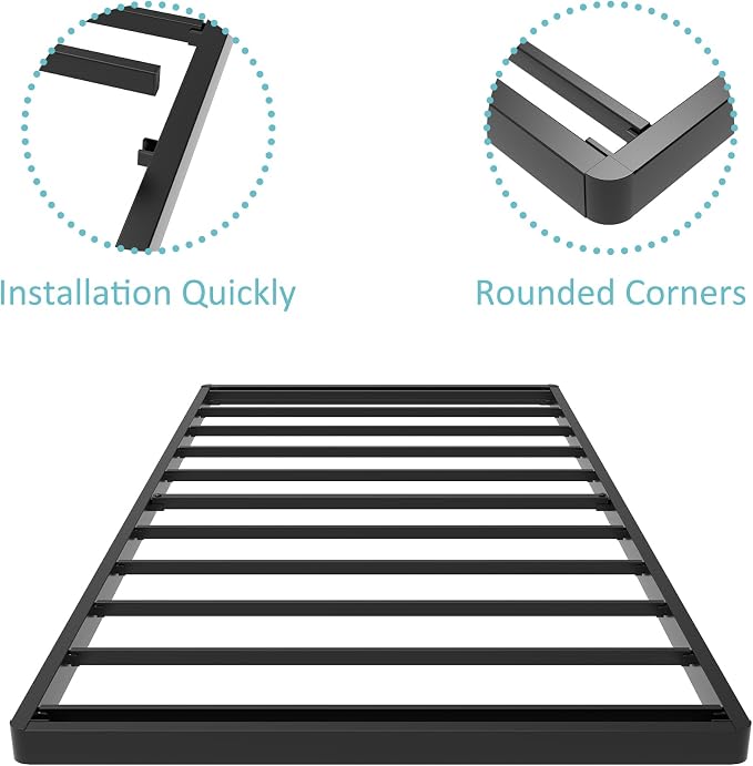 Upcanso Twin Box Spring Bed Base 2 Inch, Low Profile Metal Boxspring Twin Bunkie Board 2 Inch, 2000 Lbs Max Weight Capacity Mattress Foundation, Noise-Free, Easy Assembly