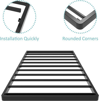 Upcanso Twin Box Spring Bed Base 2 Inch, Low Profile Metal Boxspring Twin Bunkie Board 2 Inch, 2000 Lbs Max Weight Capacity Mattress Foundation, Noise-Free, Easy Assembly