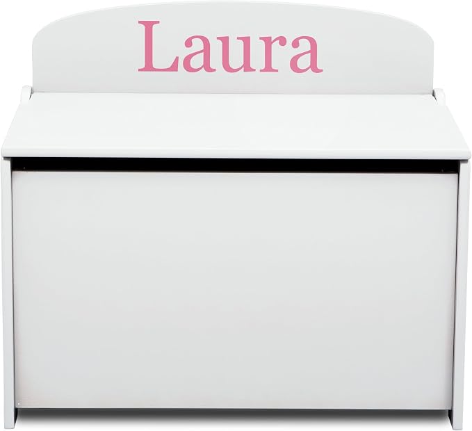 Delta Children Personalized MySize Deluxe Toy Box, Bianca White