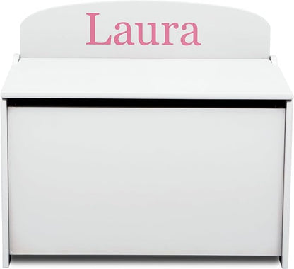 Delta Children Personalized MySize Deluxe Toy Box, Bianca White