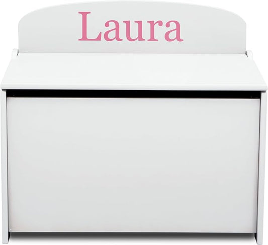 Delta Children Personalized MySize Deluxe Toy Box, Bianca White