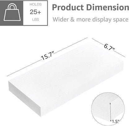QEEIG Floating Shelves for Wall Bathroom Shelf Bedroom Kitchen Living Room Farmhouse Small Book Shelf 16 inch Set of 4, White (015-W4)
