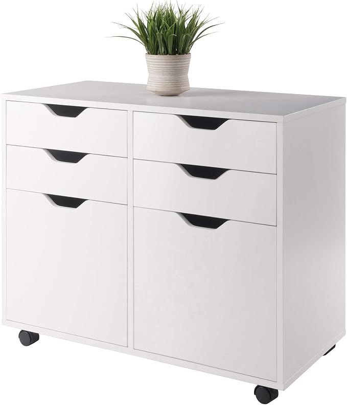 Winsome Halifax Mobile Storage Cabinet with Doors & Drawers, Stylish & Functional Home Storage Cabinet for Filing, Kitchen Organization, Moveable Furniture for Office, Dorms, Apartments