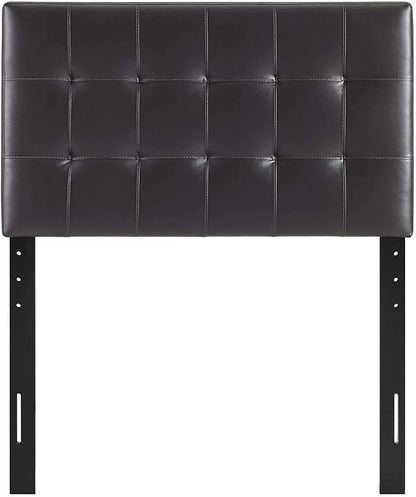 Modway Lily Tufted Faux Leather Upholstered Twin Headboard in Brown