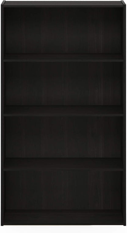 Furinno PASIR Book Shelf, 4-Tier Bookshelf, Bookcase with Open Shelf, 9.4 x 23.6 x 41.7, for Living Room, Bedroom, Home Office, Espresso