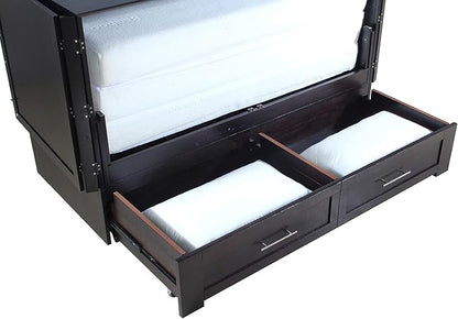 Mega Solutions Emurphybed Daily Delight Murphy Cabinet Chest Bed with Charging Station 8 Inch, Queen (Java)
