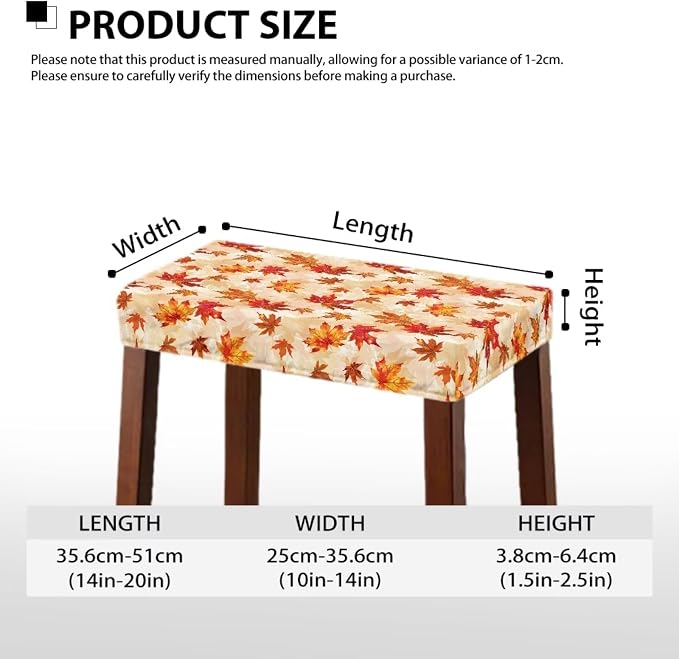 Bar Stools Covers Set of 2 Maple Leaf Fall Vanity Chair Cover Stretch Bar Stool Chair Covers Thanksgiving Decor Rectangular Washable Saddle Bar Stool Slipcover Orange