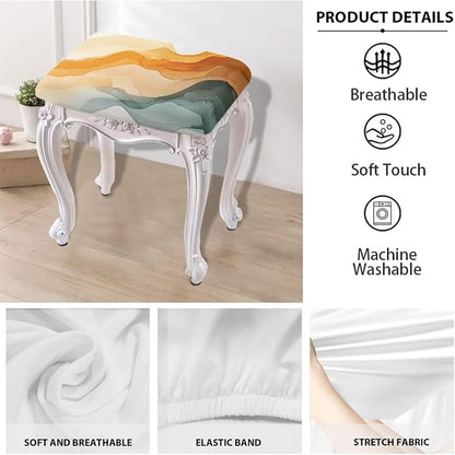 Bar Stool Seat Covers - Pastel Amber Colors, Rectangle 2 Pack Stretchy Vanity Chair Slipcover, Washable Soft Stool Cover