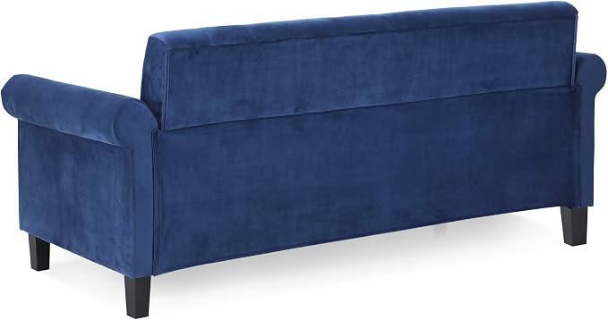 Furinno Bastia Vintage Modern Chesterfield Button Tufted 3-Seater Sofa Couch for Living Room, Navy Velvet