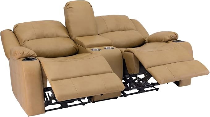 RecPro Charles 70" Powered Double RV Wall Hugger Recliner Sofa | Loveseat | RV Furniture with Upgraded 2023 Fabric (Toffee)