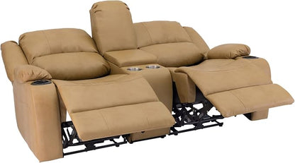 RecPro Charles 70" Powered Double RV Wall Hugger Recliner Sofa | Loveseat | RV Furniture with Upgraded 2023 Fabric (Toffee)