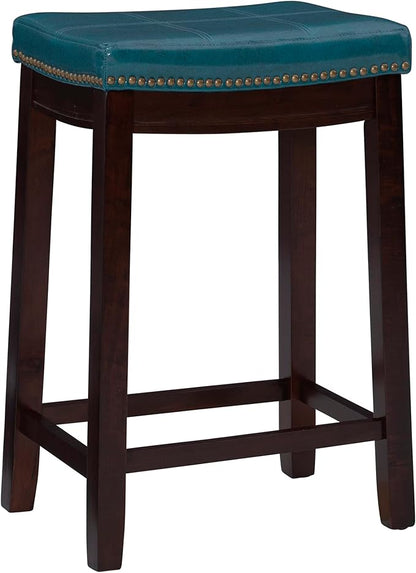 Linon Carson Blue Backless Counter Stool, Brown