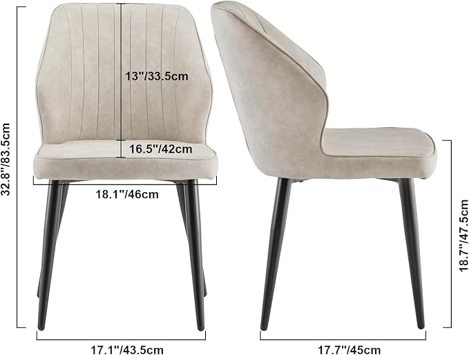 CLIPOP Faux Leather Dining Chairs Set of 4, Leather Dining Chairs, Mid-Century Modern Dining Room Chairs, Upholstered Kitchen Chairs with Metal Legs, Leisure Chair for Guest Reception Room - Beige