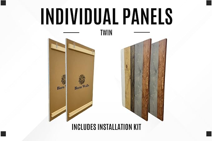 Barn Walls Solid Wood Headboard Twin Size Rustic Mix with Smooth Natural Wood Grain, Handcrafted Wall-Mounted Panel Head Board, Adjustable Height, Modern Rustic Bedroom, Built to Last