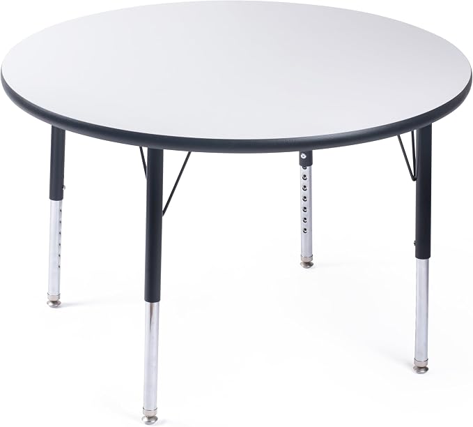 Schooled Round Activity Kids Table About 36 inch (90cm) - Height Adjustable Legs - Durable Spray Edge - for Commercial Spaces