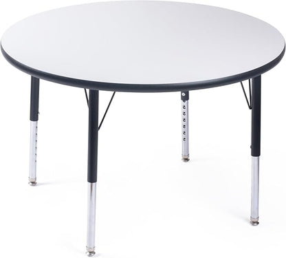 Schooled Round Activity Kids Table About 36 inch (90cm) - Height Adjustable Legs - Durable Spray Edge - for Commercial Spaces