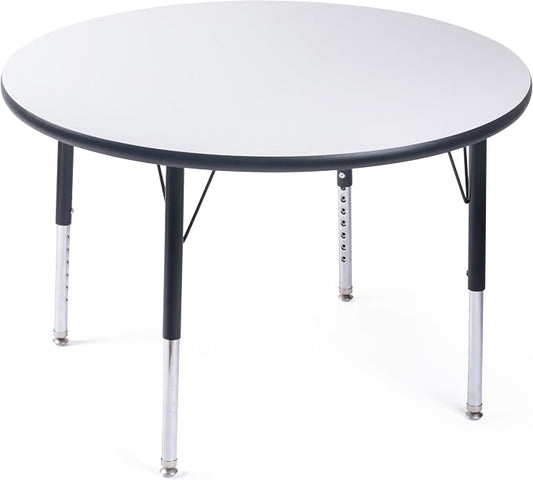 Schooled Round Activity Kids Table About 36 inch (90cm) - Height Adjustable Legs - Durable Spray Edge - for Commercial Spaces