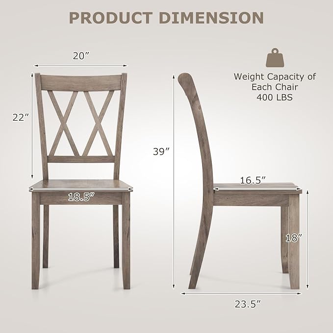 Giantex Set of 4 Dining Chairs, Rubber Wood Dining Room Side Chair w/Ergonomic Seat, Armless Chair for Home Kitchen, Dining Room, Brown