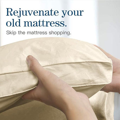 COONP Queen Mattress Topper, Extra Thick Pillowtop, Cooling Plush Mattress Pad Cover Bed Topper Protector with 8-21 Inch Deep Pocket (Beige, Queen)